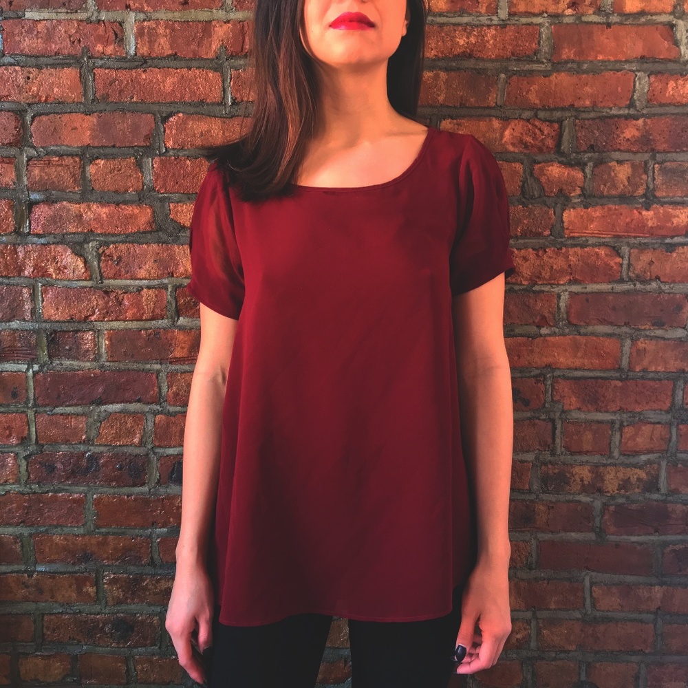 Maroon Mesh Top